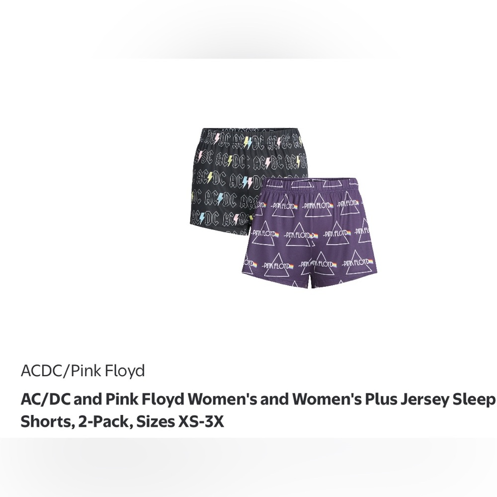 Nwt AC/DC Women's Black and Purple Sleep Shorts Set